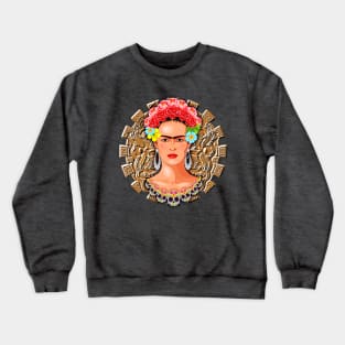 Frida Kahlo Aztec Golden Sun Crewneck Sweatshirt